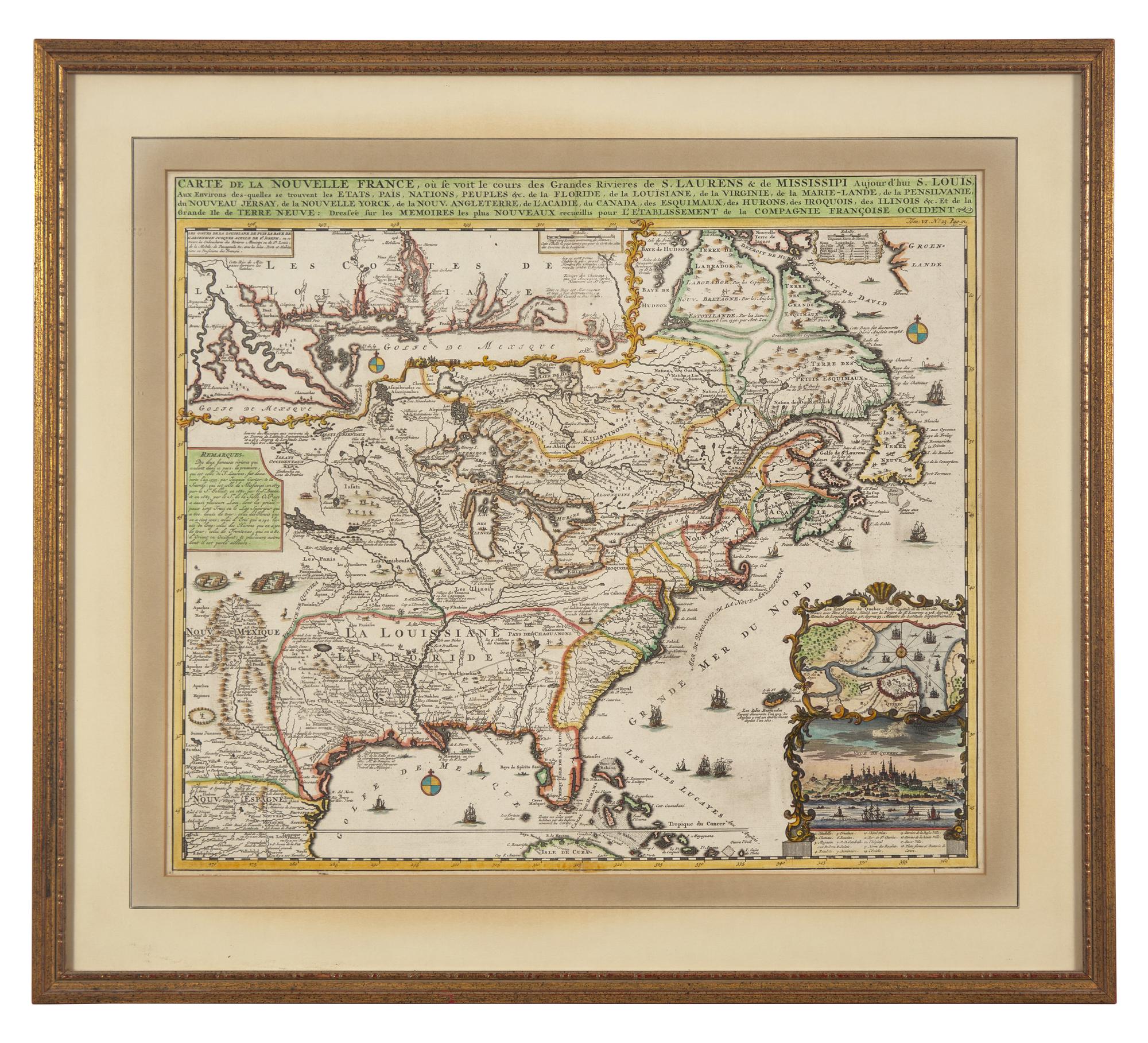 [Maps & Atlases] (de Fer, Nicholas). Carte de la Nouvelle France, ou se voit le cours des Grands Rivieres de S. Laurens & de Mississipi aujour d'hui S. Louis, Aux Environs...