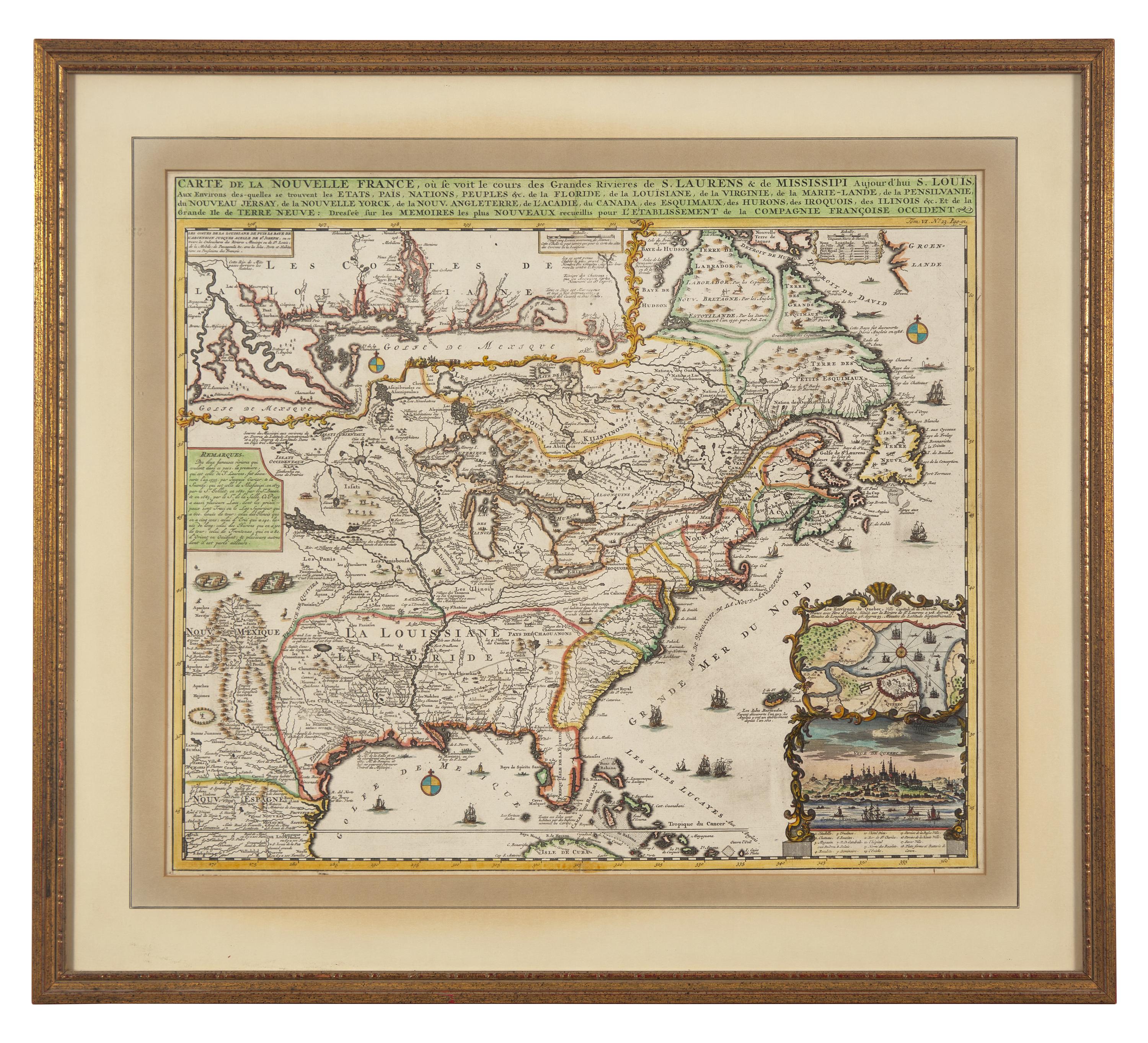 [Maps & Atlases] (de Fer, Nicholas). Carte de la Nouvelle France, ou se voit le cours des Grands Rivieres de S. Laurens & de Mississipi aujour d'hui S. Louis, Aux Environs...