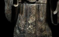 A Chinese Silver Figure of Shoulao and A Chinese Bronze Incense Burner