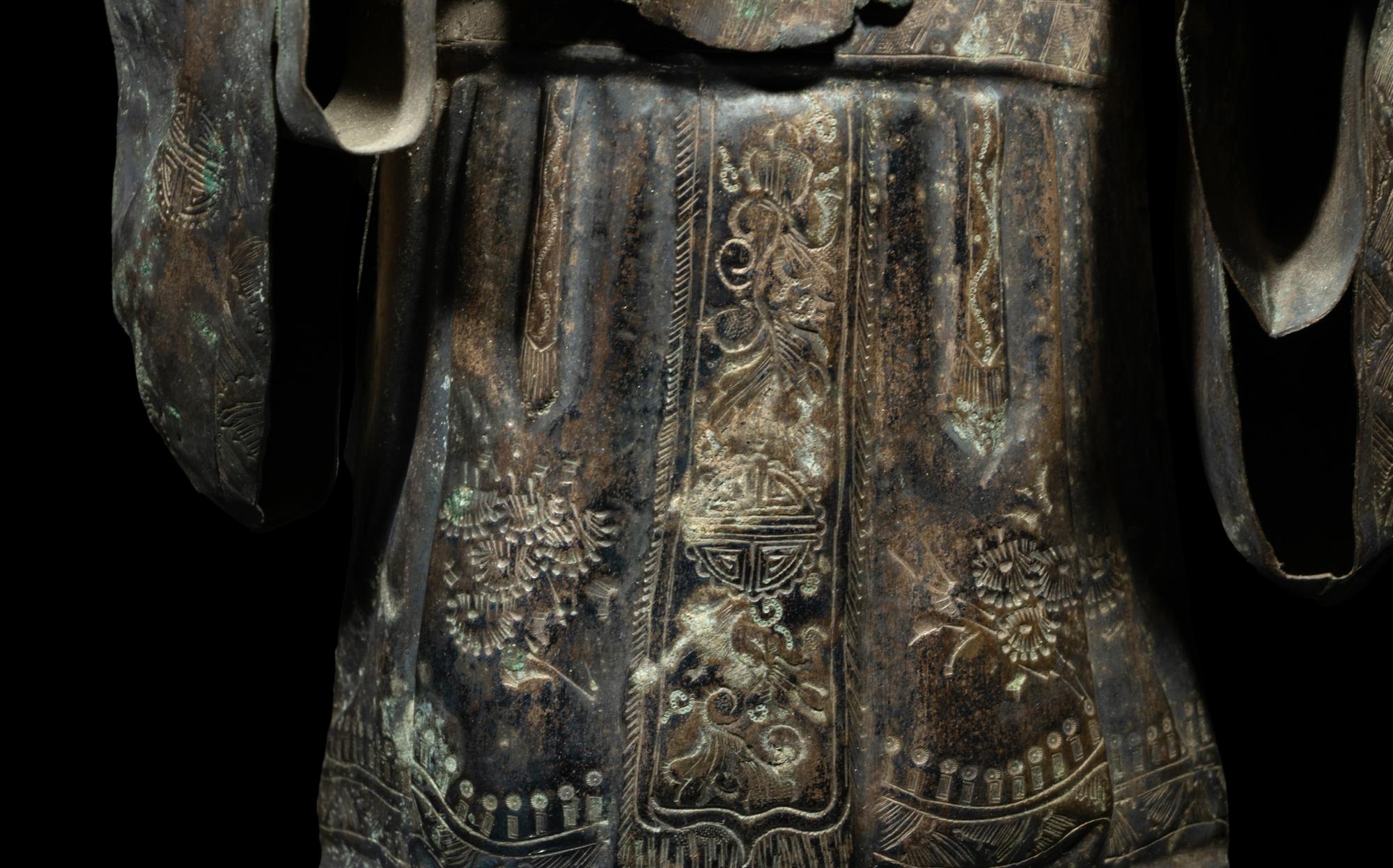 A Chinese Silver Figure of Shoulao and A Chinese Bronze Incense Burner
