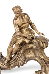 A Pair of Louis XV Gilt Bronze Figural Chenets