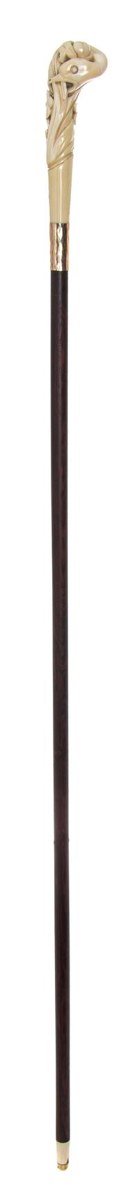 An American Walrus Ivory Handled Walking Stick, Length of handle 5 x length overall 37 1/2 inches.