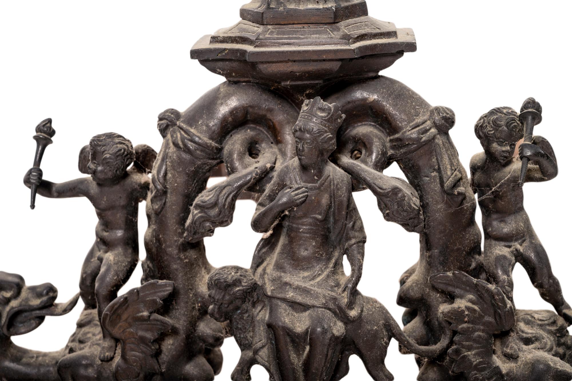 A Pair of Baroque Style Bronze Figural Andirons