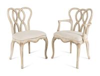 A Dennis and Leen Painted and Parcel-Gilt Dining Suite