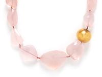 ROSE QUARTZ AND GOLD BEAD NECKLACE