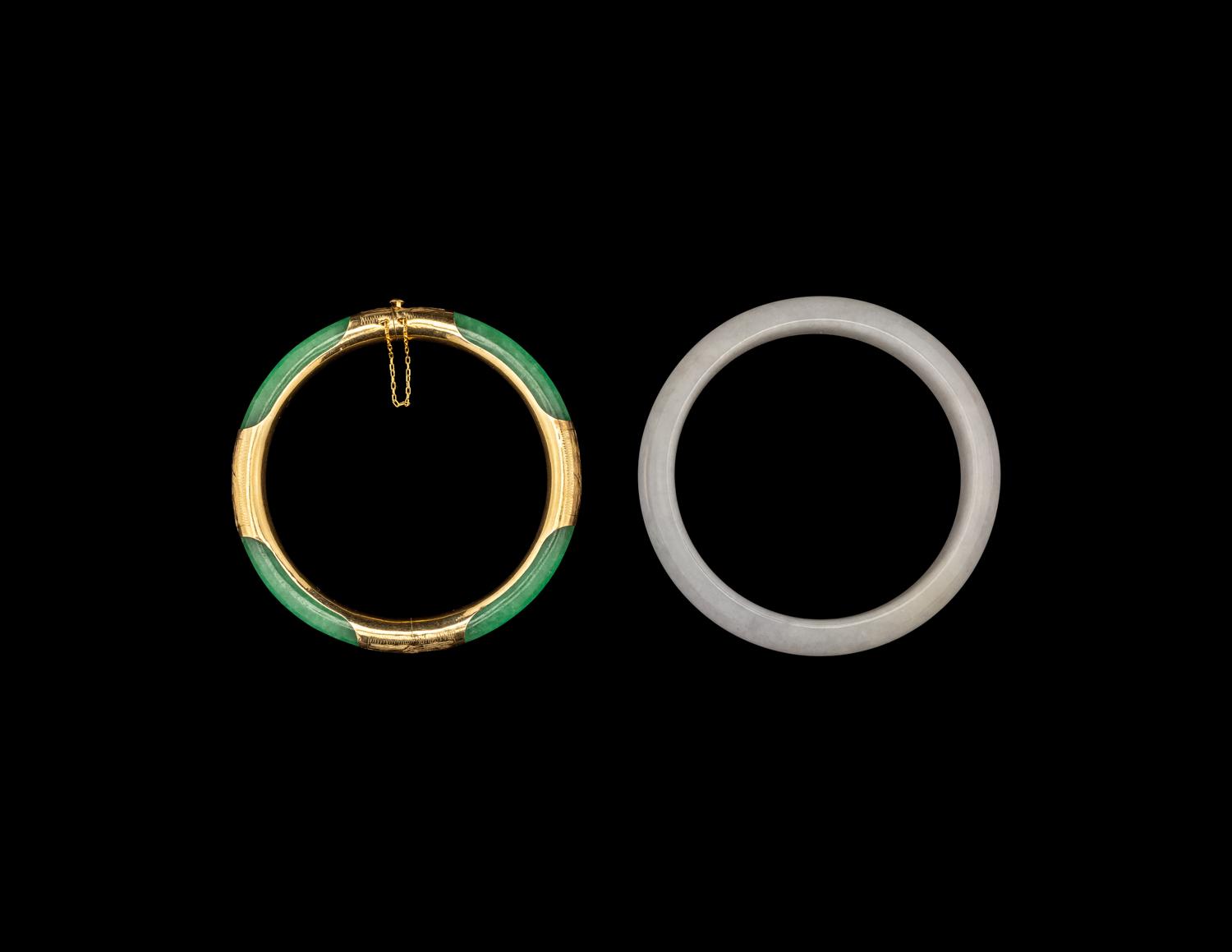 Two Chinese Jadeite Bangles