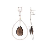 WHITE GOLD, SMOKY QUARTZ AND DIAMOND EARRINGS