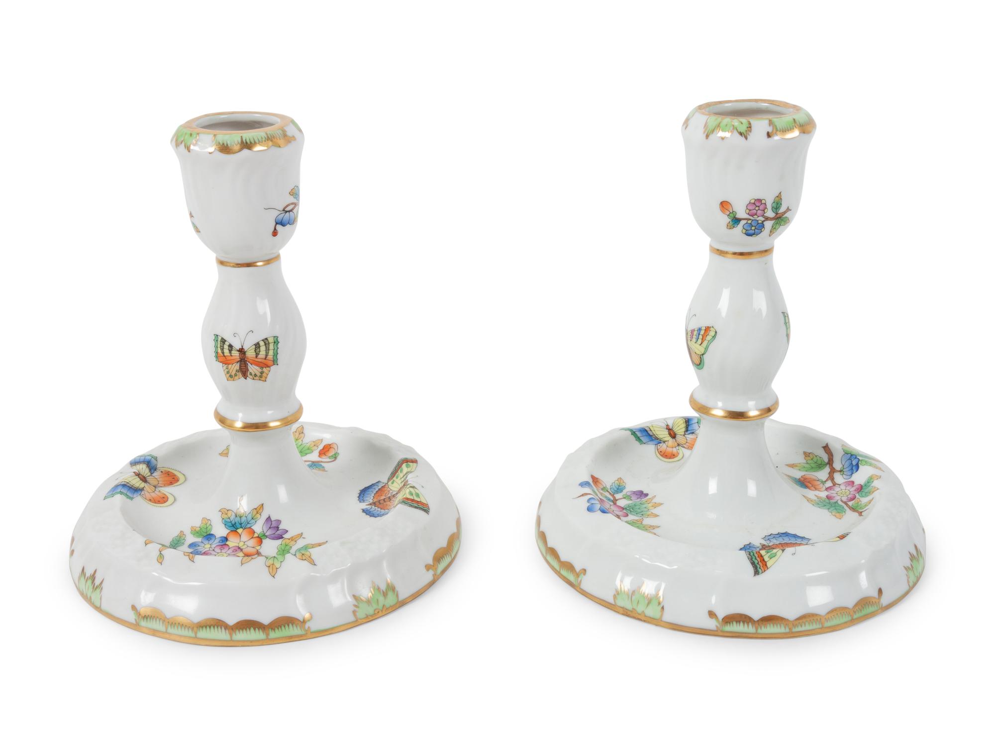 A Herend Porcelain Grouping, Including a Soup Tureen and Undertray and Two Candlesticks