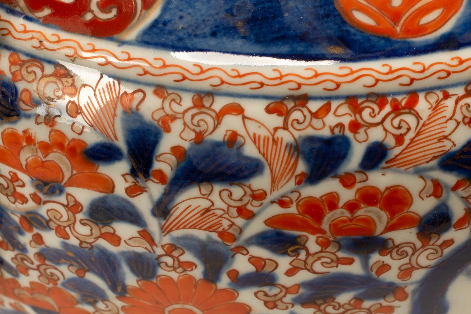 A Pair of Imari Palette Porcelain Jardinieres — 19TH CENTURY
