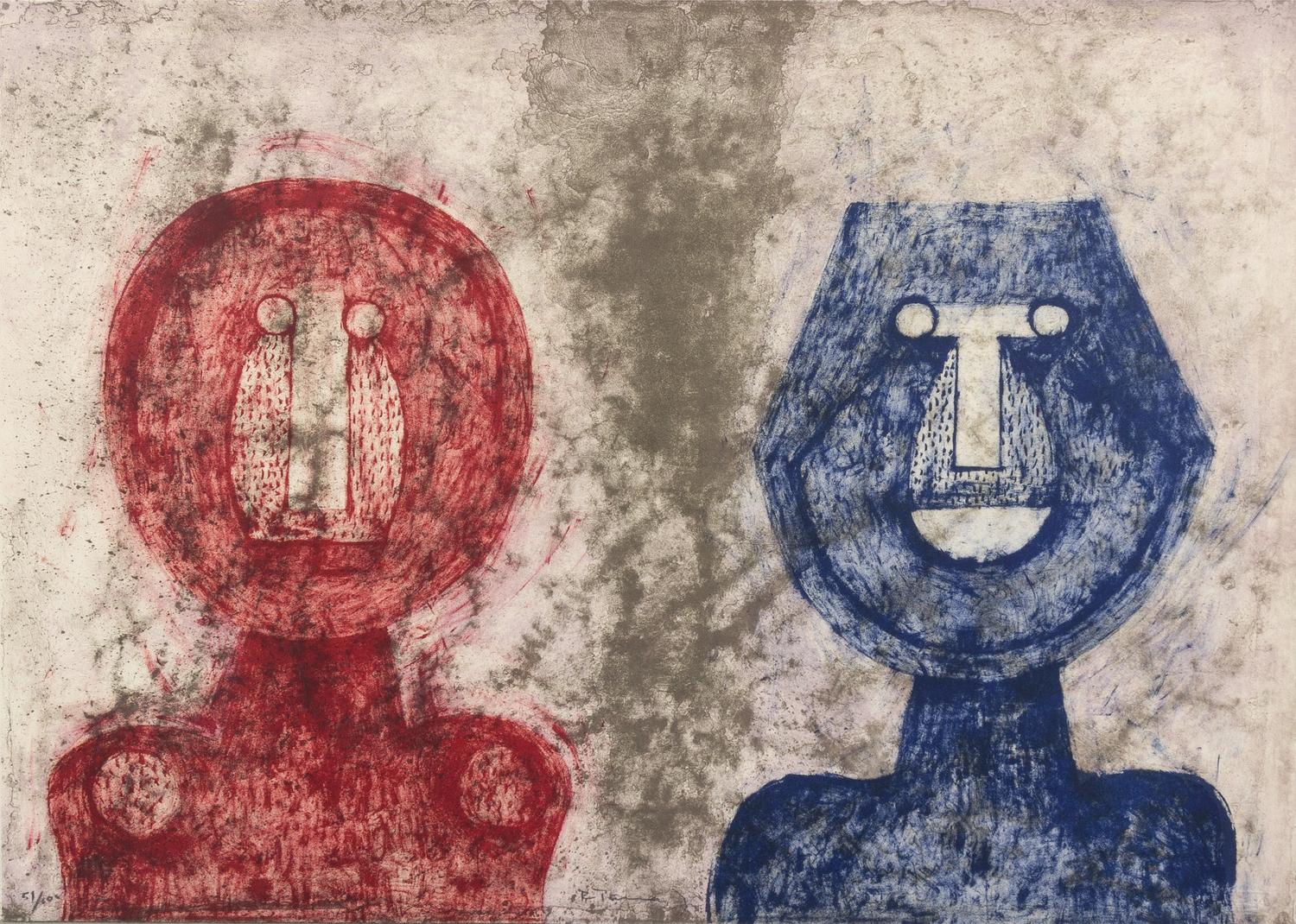 Rufino Tamayo, (Mexican, 1899-1991), Dos Caras, 1973