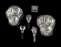 A Pair of French Sconces together with a Pair of Candlesticks and Four Stoppers