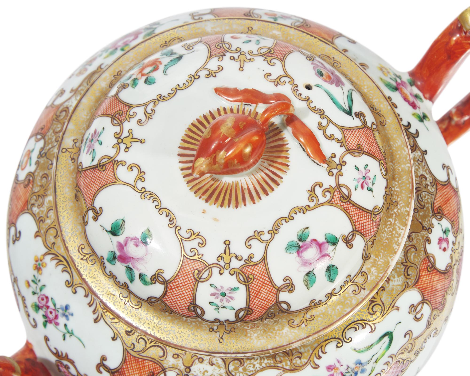 A Large Chinese Export Porcelain Famille Rose Punch Pot