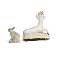 A Chalkware Goat and Rabbit Figure