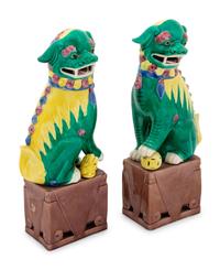 A Pair of Chinese Ceramic Guardian Lions