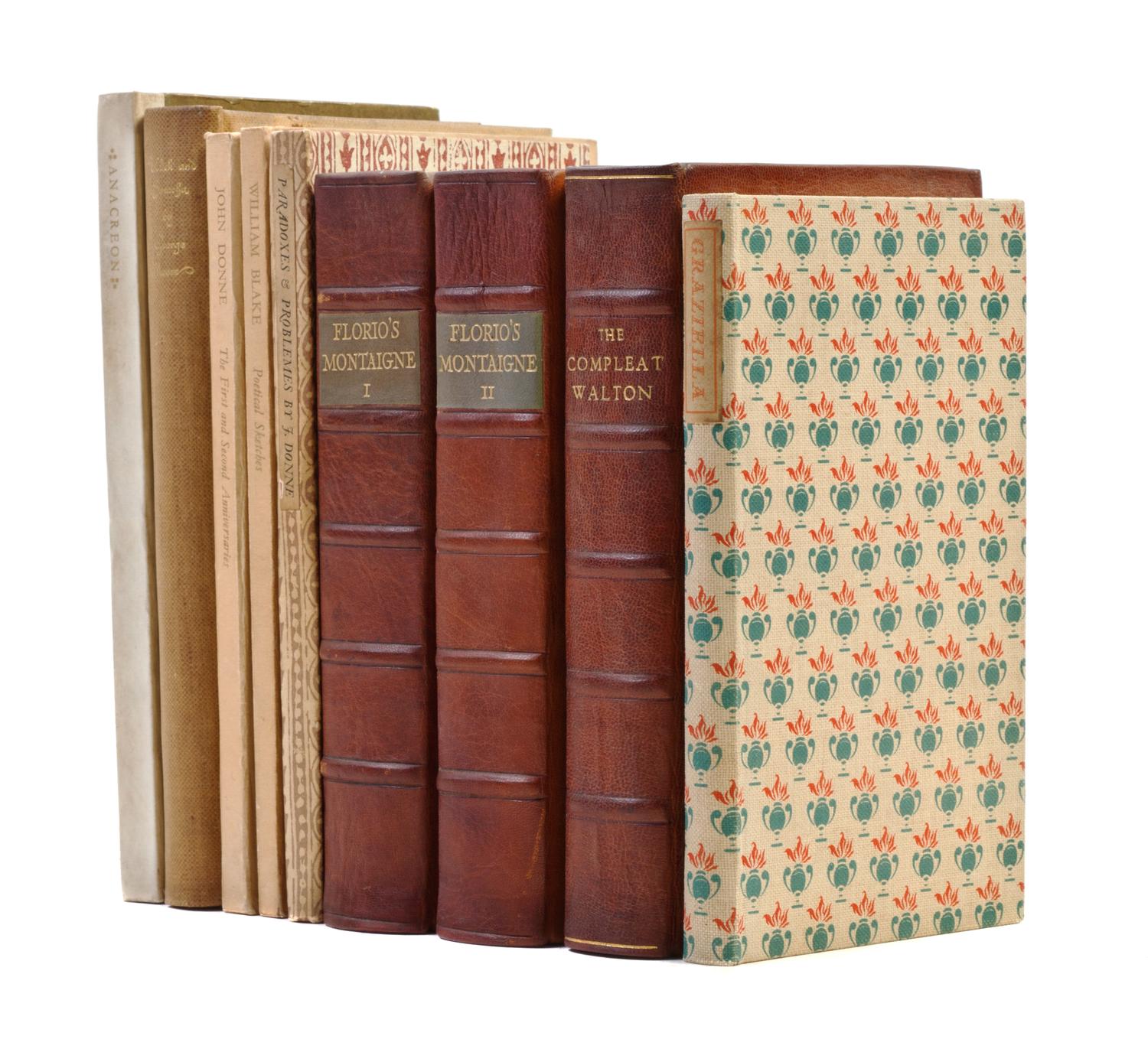 (NONESUCH PRESS) MONTAIGNE. Trans. by Florio. 2 vols. With 7 other Nonesuch Press works (9 total).
