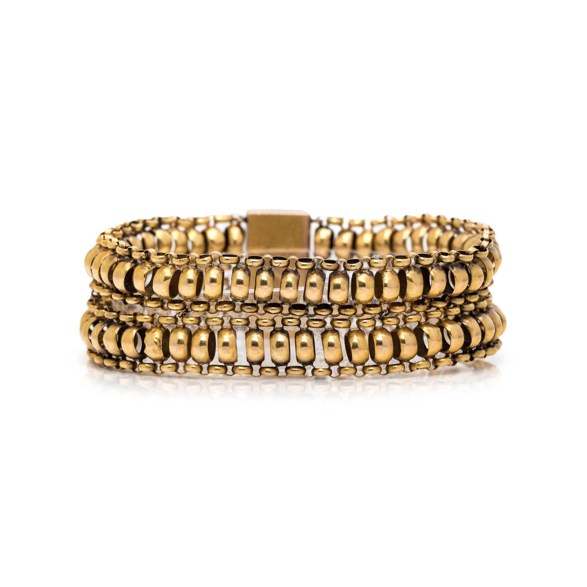 ANTIQUE, YELLOW GOLD AND DIAMOND BRACELET