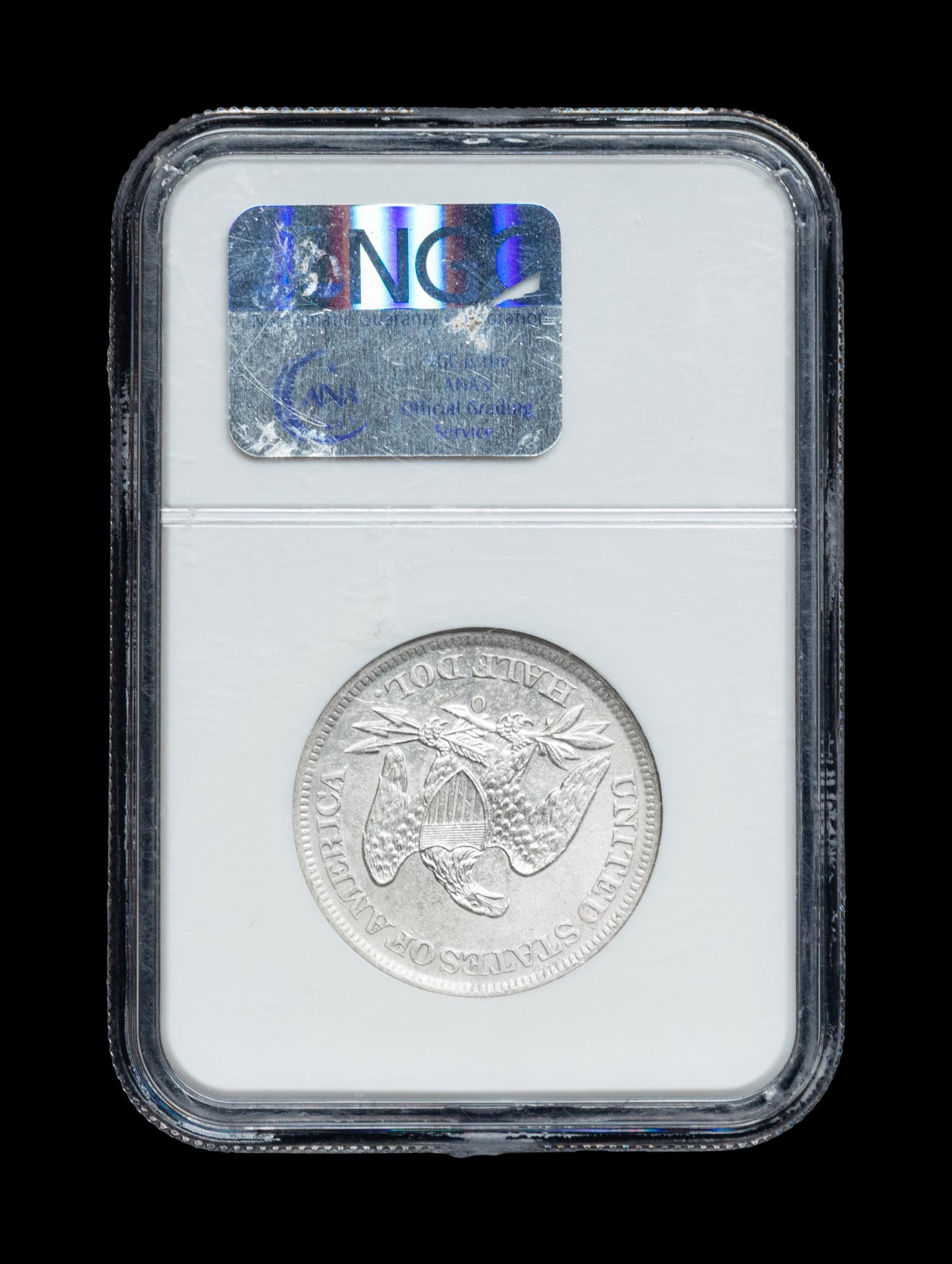 An SS Republic Shipwreck 1861-O Seated Liberty 50c Coin (NGC Genuine-Shipwreck Effect)