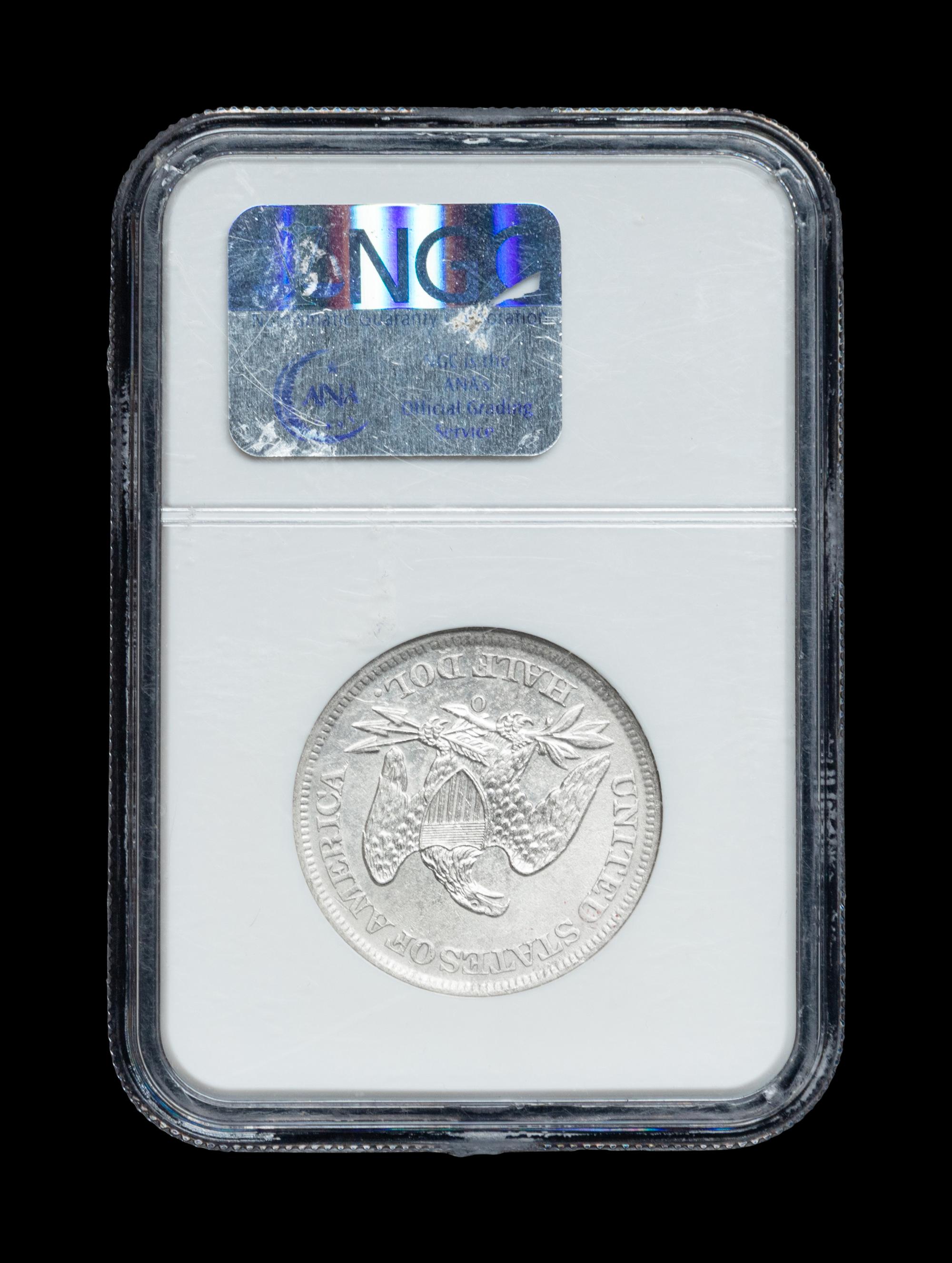 An SS Republic Shipwreck 1861-O Seated Liberty 50c Coin (NGC Genuine-Shipwreck Effect)