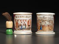 Two Butcher's Porcelain Occupational Shaving Mugs