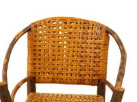 A Pair of Naturalistic Wood and Rattan Barrel Back Armchairs — 20th Century