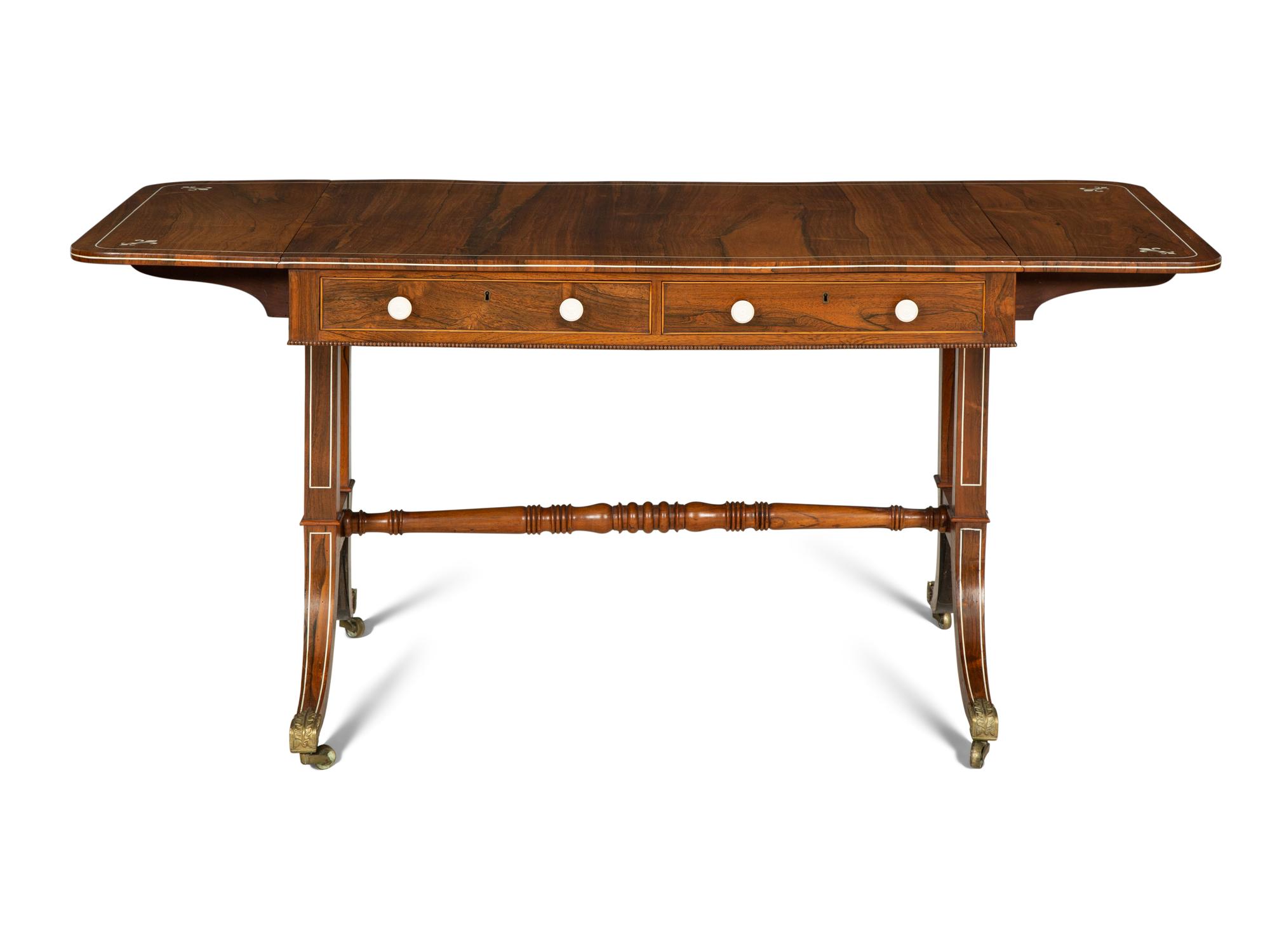 A Regency Style Rosewood Bone-Inlaid Sofa Table