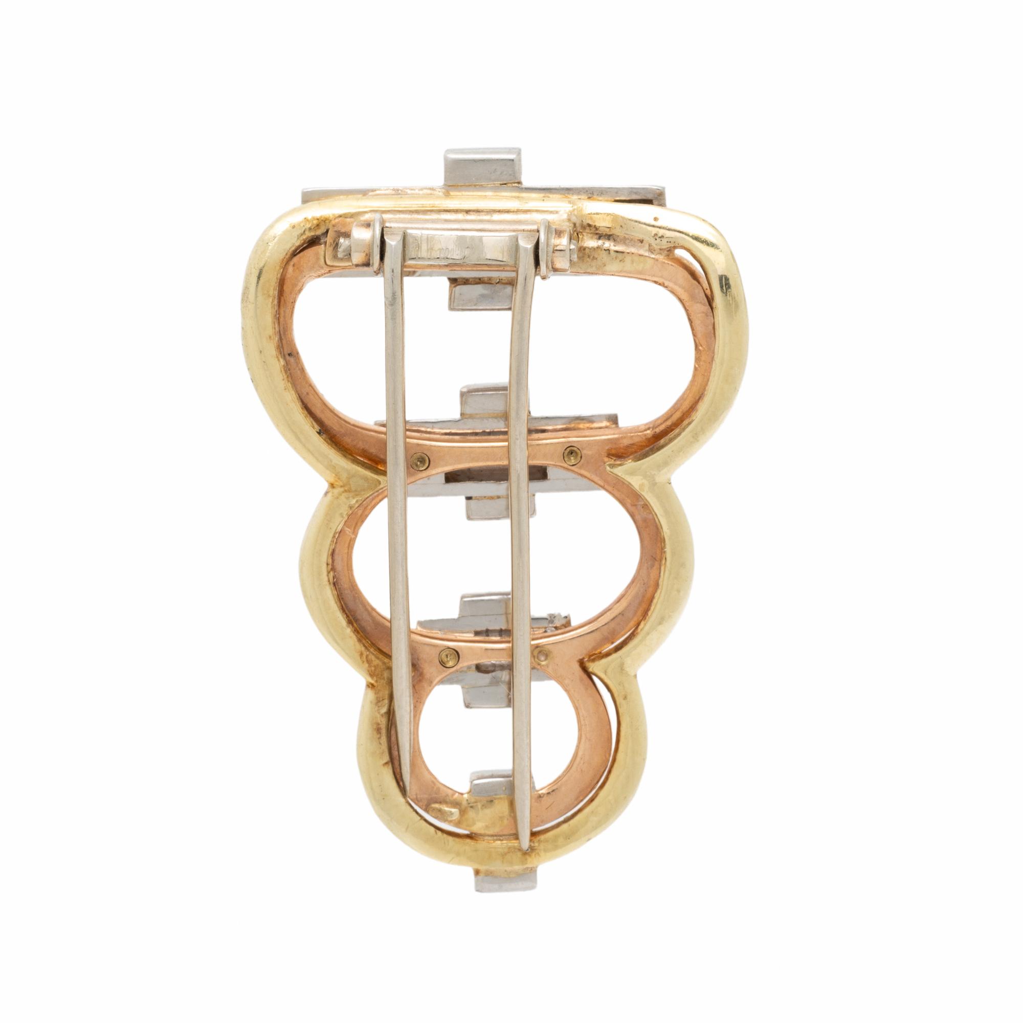 RETRO, DIAMOND, RUBY, AND TRICOLOR GOLD DRESS CLIP