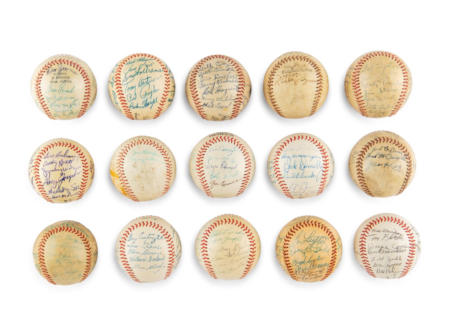 A Group of 65 Vintage Minor and Independent League Signed Autograph Baseballs