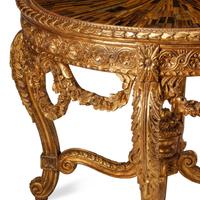 A Louis XVI Style Giltwood and Tiger's Eye Center Table