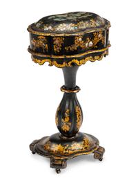 A Victorian Papier-Mâché and Mother-of-Pearl Work Table