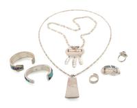 Navajo and Southwestern-style Sterling Silver and Mosaic Inlay Jewelry