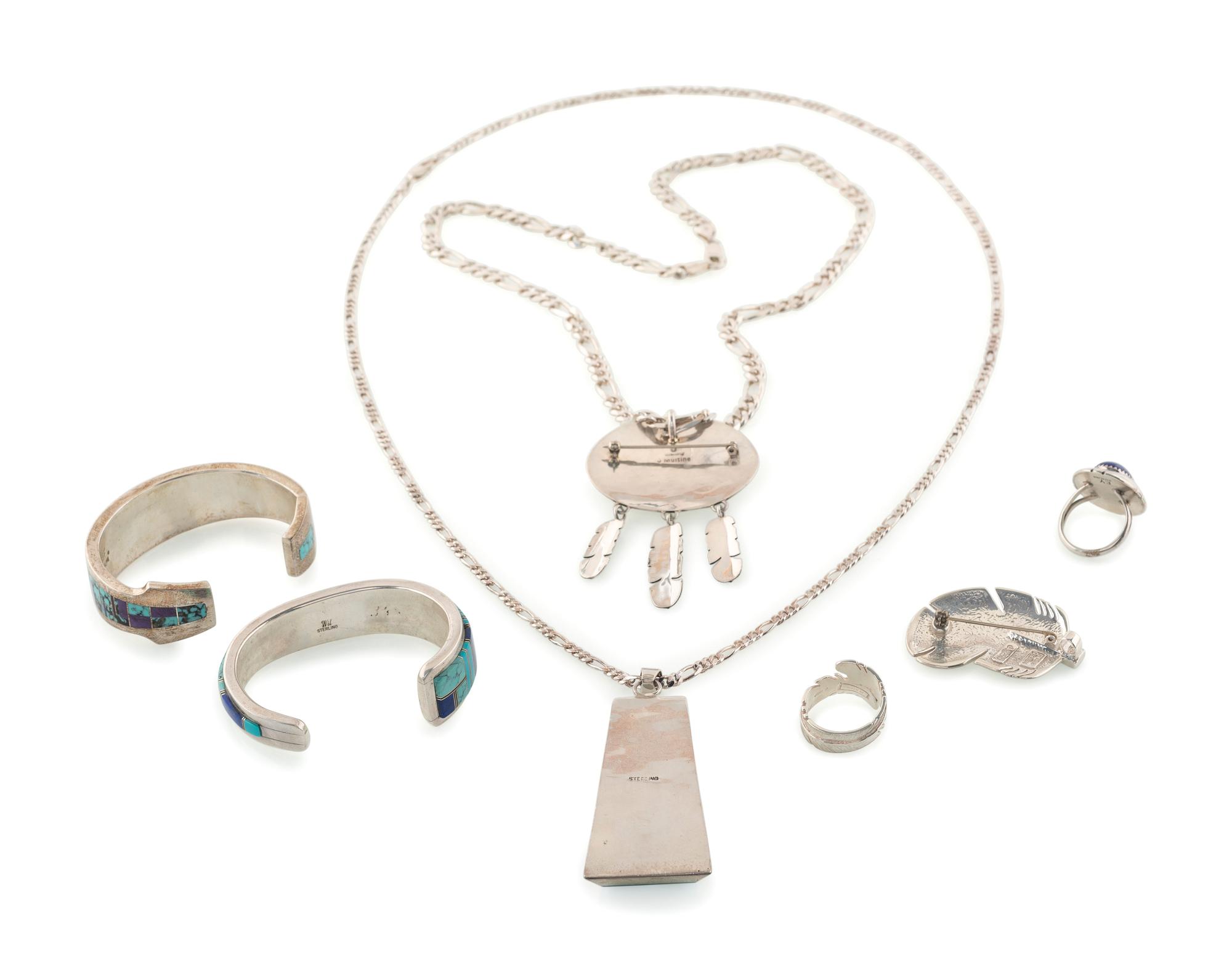 Navajo and Southwestern-style Sterling Silver and Mosaic Inlay Jewelry