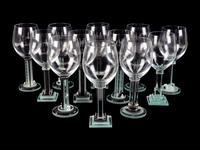 A Set of Twelve George Ponzini Jazz Pattern Stemmed Wines — 20TH CENTURY