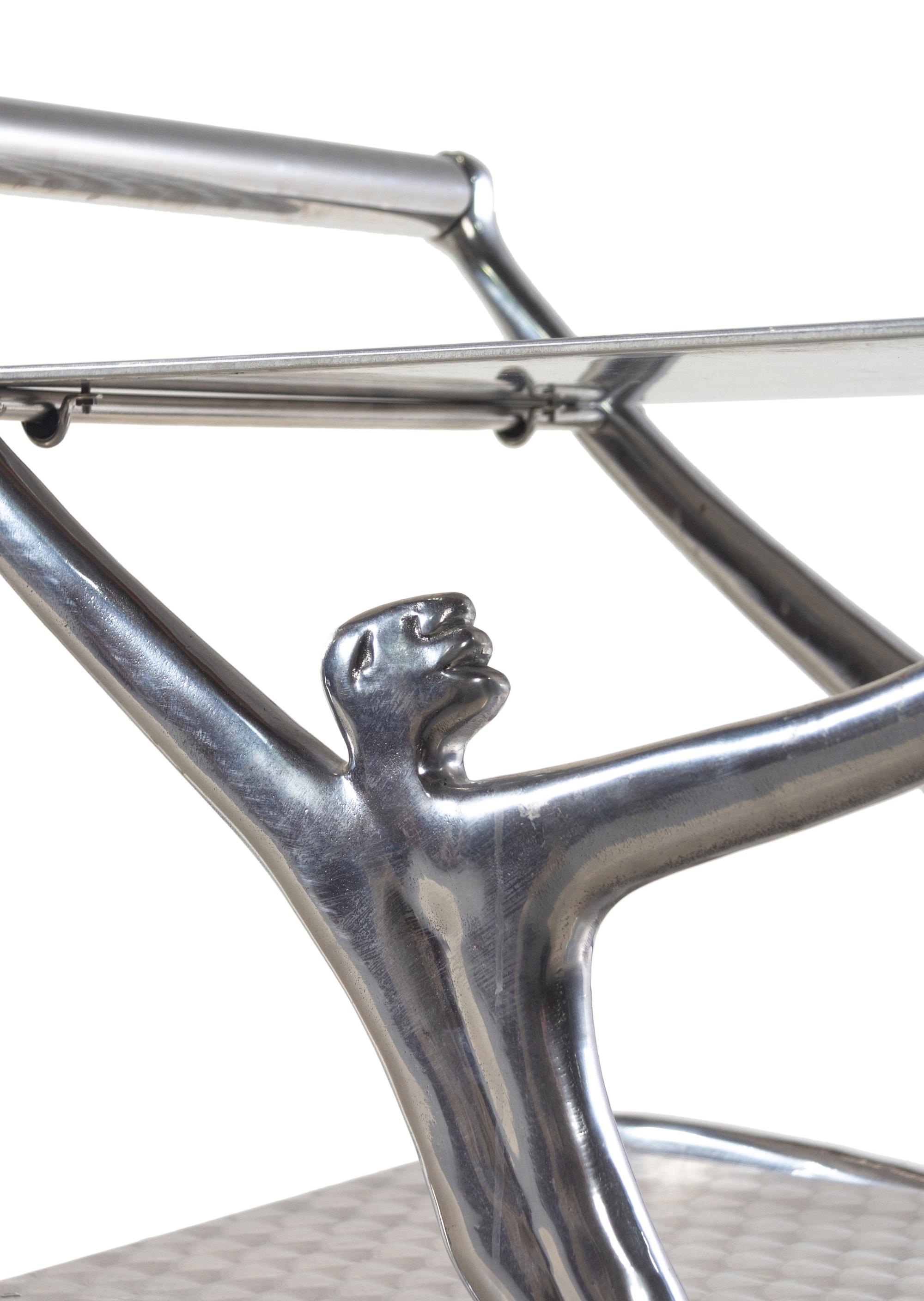 A Carrol Boyes Cast Aluminum Man Drinks Trolley
