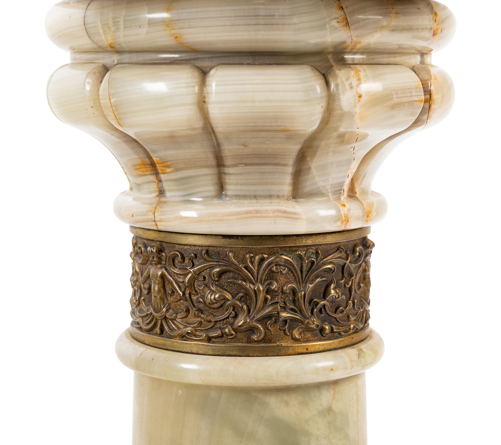 A Continental Gilt Metal Mounted Onyx Pedestal