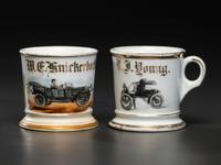 Two Automobile Porcelain Shaving Mugs