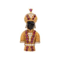 NARDI, YELLOW GOLD, RUBY AND DIAMOND BLACKAMOOR BROOCH