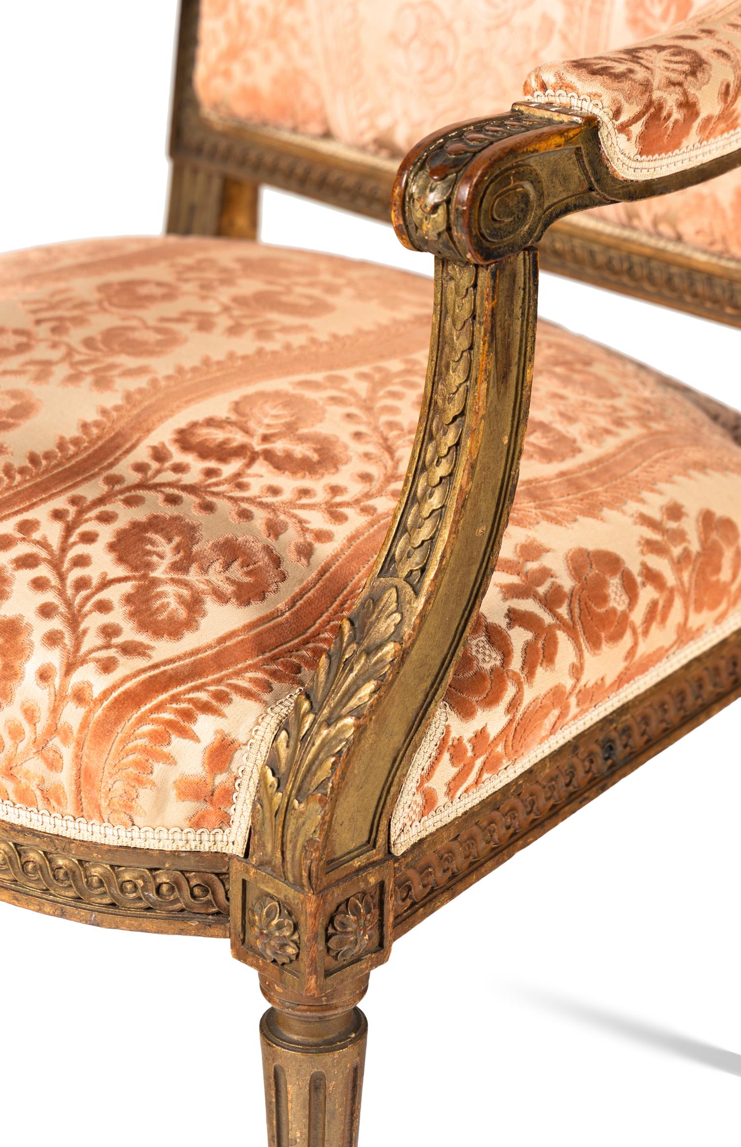 A Pair of Napoleon III Giltwood Fauteuils