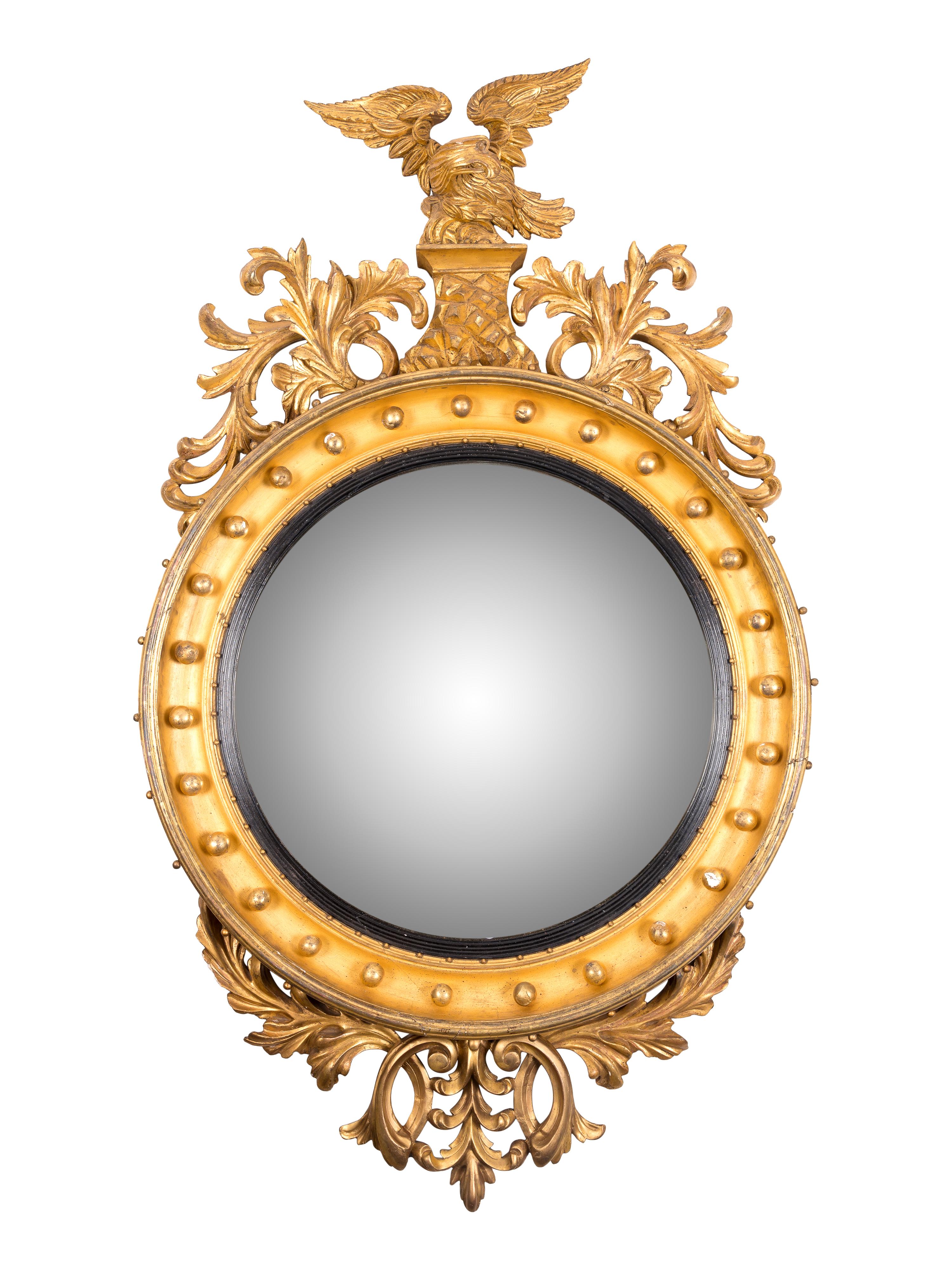 A Regency Giltwood Convex Mirror
