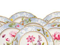 A Spode Pale Blue-Ground Botanical Porcelain Dessert Service