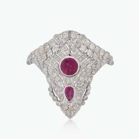 An Art Deco Rubellite Tourmaline and Diamond Brooch