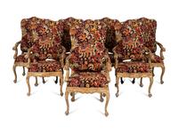 A Set of Eight Yale R. Burge Louis XV Style Arm Chairs