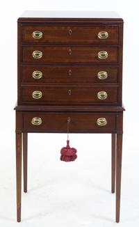 A George III Style Mahogany Silver Chest Height 43 1/2 x width 23 x depth 16 5/8 inches. — COUNCIL CRAFTSMEN, 20TH CENTURY