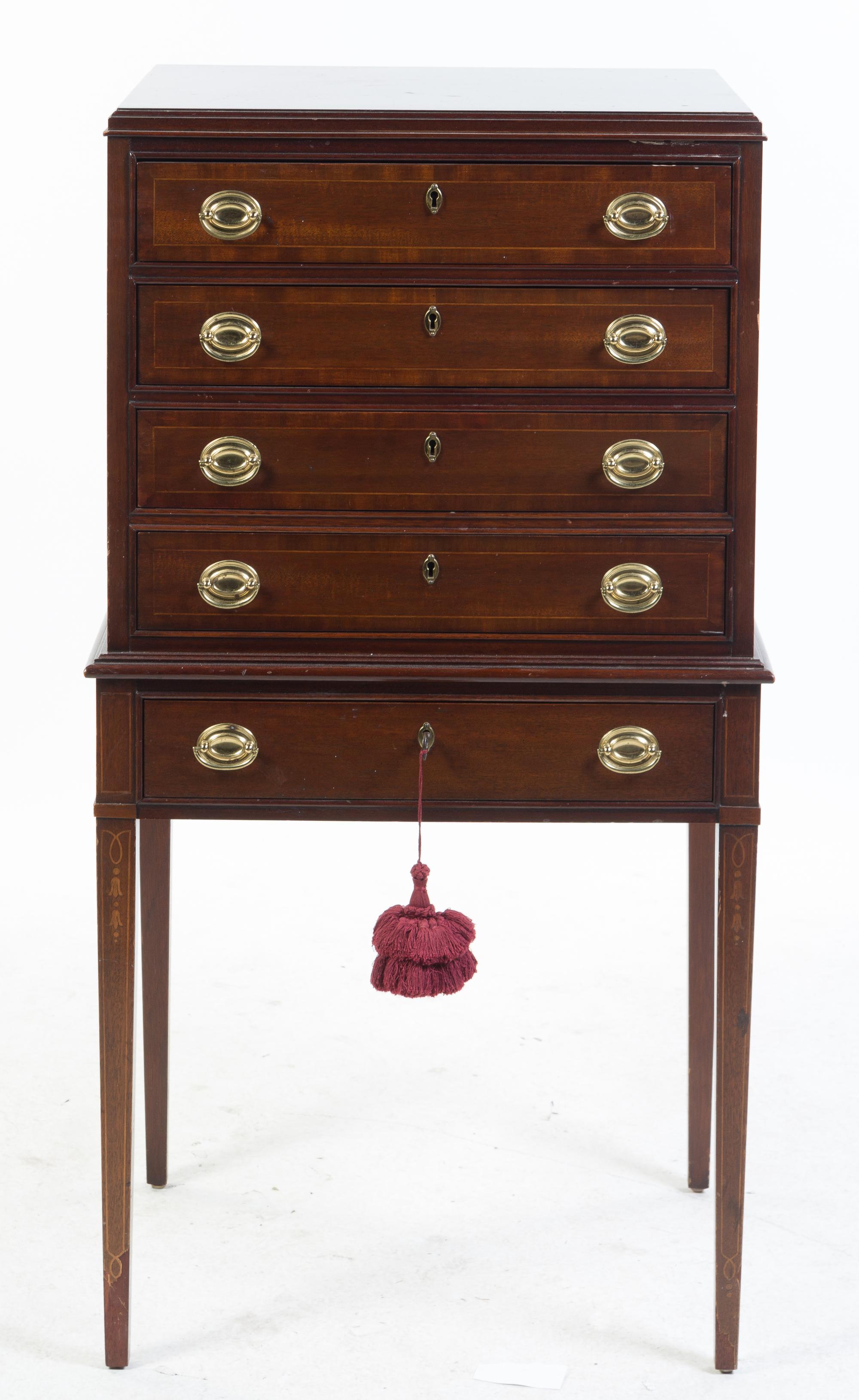 A George III Style Mahogany Silver Chest Height 43 1/2 x width 23 x depth 16 5/8 inches. — COUNCIL CRAFTSMEN, 20TH CENTURY