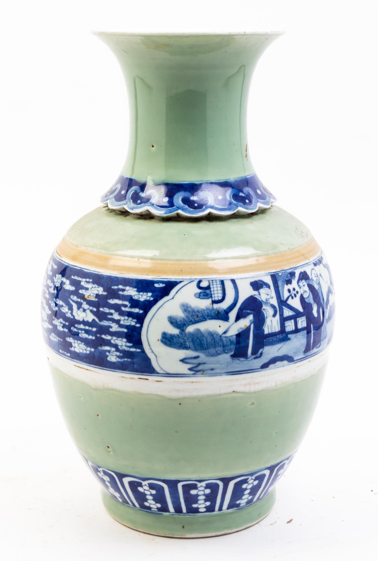 A Porcelain Baluster Vase Height 15 1/2 inches.