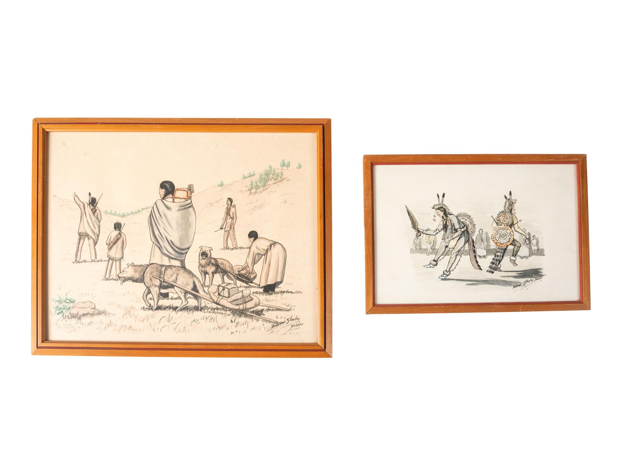 untitled, family with travois and fancy dancers