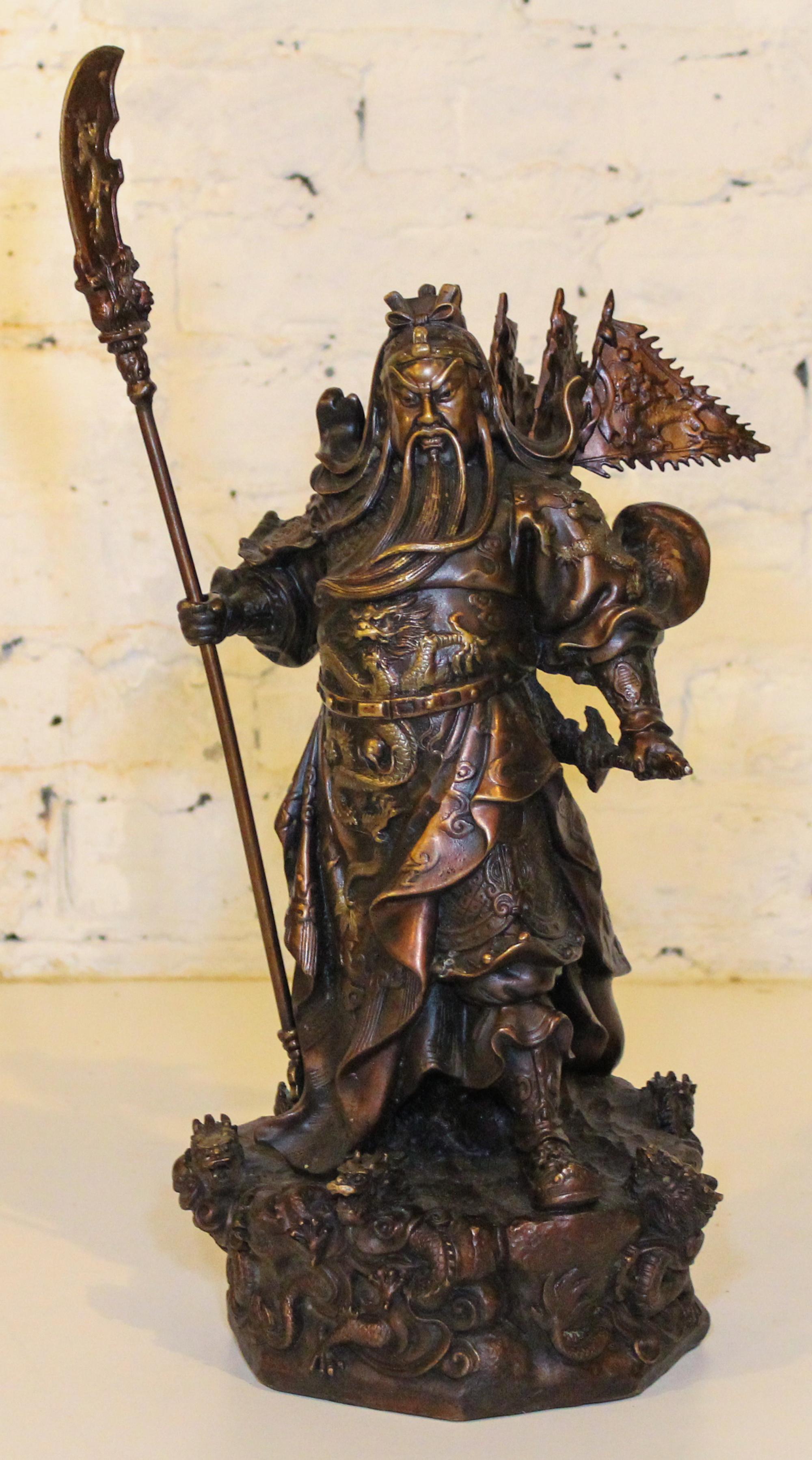 A Chinese Style Bronze Figure. Height 19 inches.
