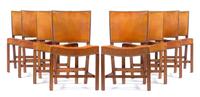 A Set of Eight Barcelona Dining Chairs, Model 3758, Kaare Klint for Rud. Rasmussens Snedkerier Height 33 1/2 x width 20 3/4 x depth 20