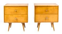 A Pair of Planner Group Birch Nightstands, Paul McCobb for Winchendon Furniture Height 26 1/4 x width 24 x depth 17 7/8 inches.