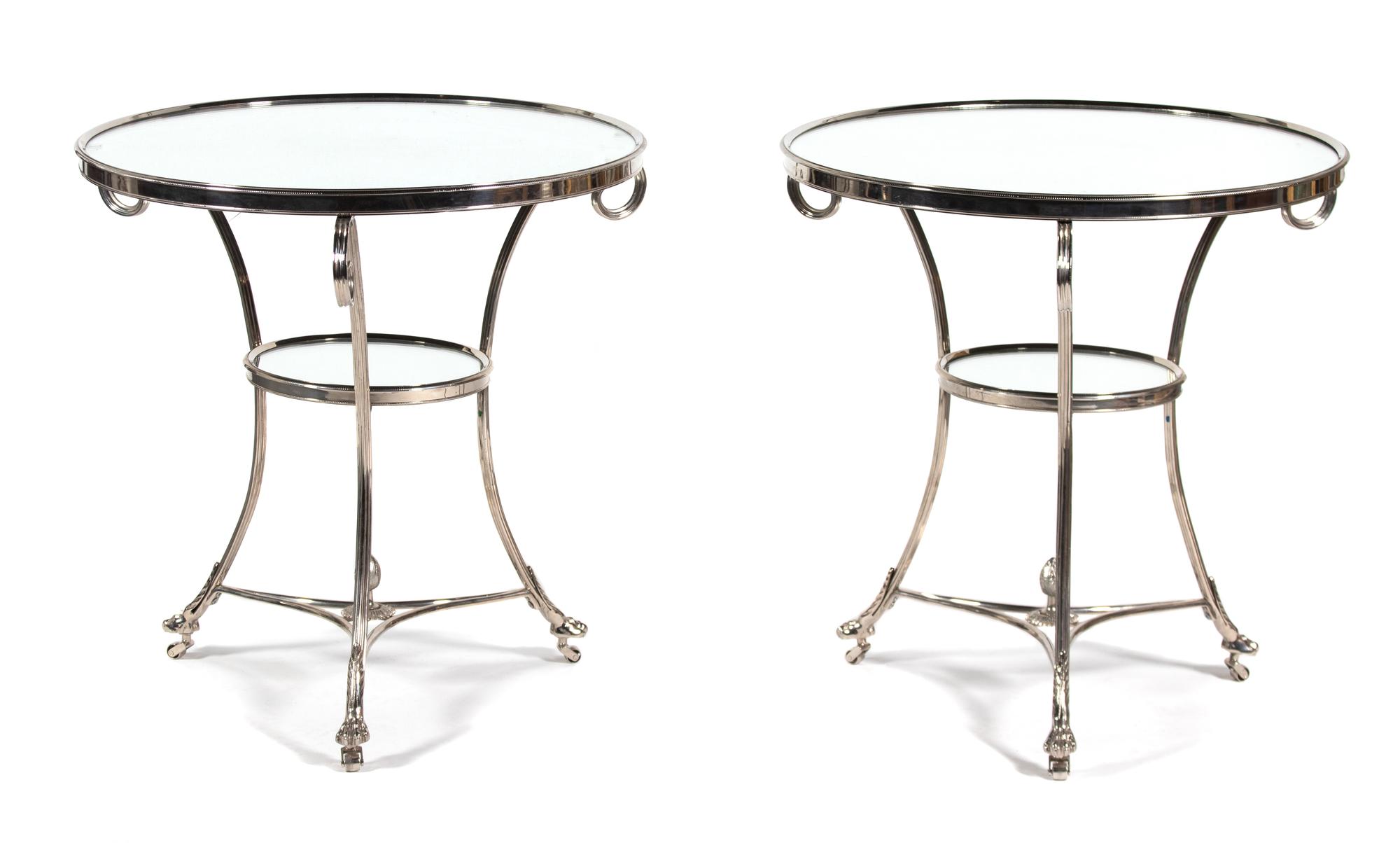 A Pair of Directoire Style Chrome and Mirrored Guéridons