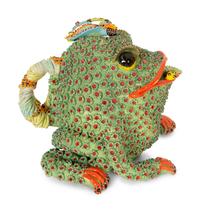 A Whimsical Painted and Glazed Ceramic Frog Pitcher